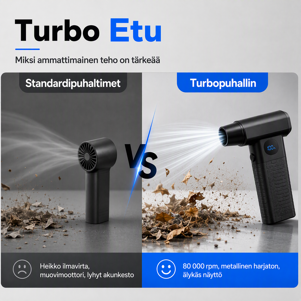💨 Langaton nopea turbo-puhallin ulkoalueiden siivoukseen