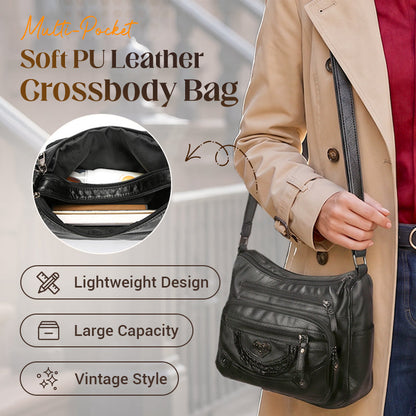 💐 -50 %! 🔥🎁 Naisten pehmeä PU-olkalaukku – useita taskuja täydelliseen järjestykseen 👜🔑 [Rajoitettu tarjous]
