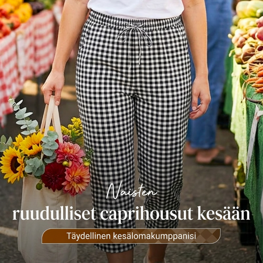 Naisten kesäiset ruudulliset caprihousu