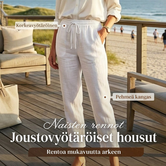 🌸VIIMEISEN PÄIVÄN ERIKOISHINTA!!🌸Naisten joustavavyötäröiset puuvilla-pellavahousut