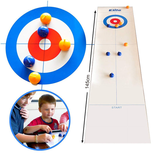 Perheiden pöytäcurling-peli