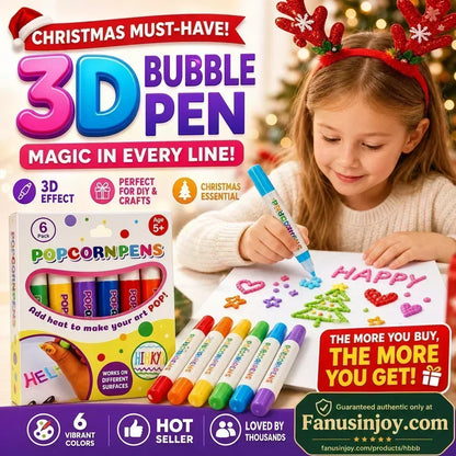 🔮Taikakynä – piirrä 3D yhdellä vedolla! 🎄 DIY-kuplapopcorn-piirtokynät 🔥