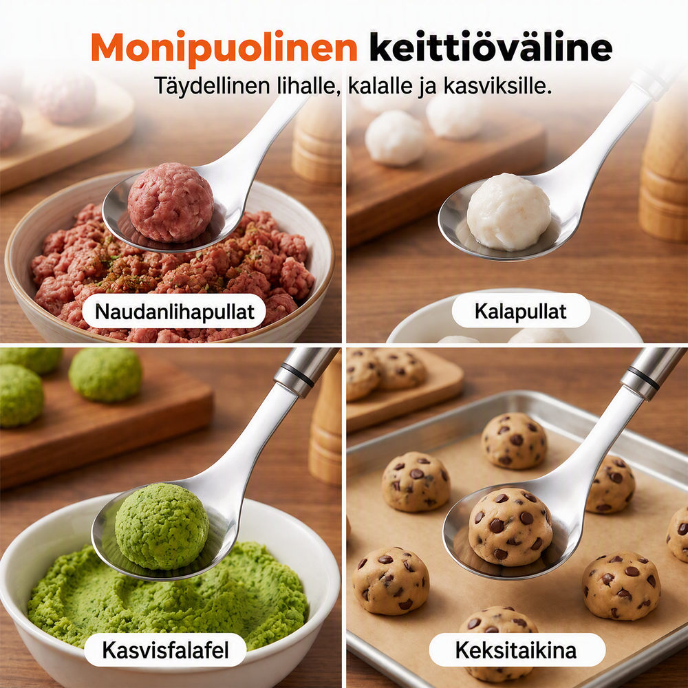 🔥Osta 1, saat 1 ilmaiseksi🎁Ruostumaton teräs lihapullien valmistuslusikka, tarttumaton kauha ja valutuspallomuottilusikka