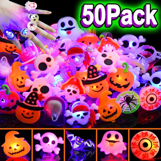 🎁 LED-Valo Halloween Sormus 😍 - 50 kpl setti