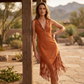 🤠 RAJOITETUN AJAN -50%! ✨ Retro lännen hapsullinen hihaton mekko – hapsureunus, etuvetoketju, cowgirl-tyyli 🌵