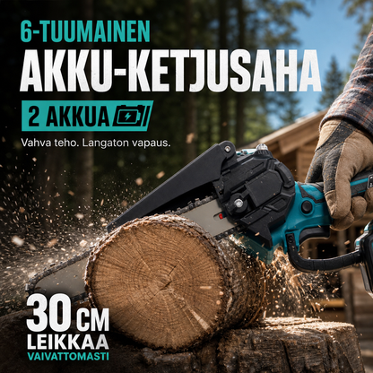 6-Zoll-Akku-Minikettensäge mit 2 Akkus