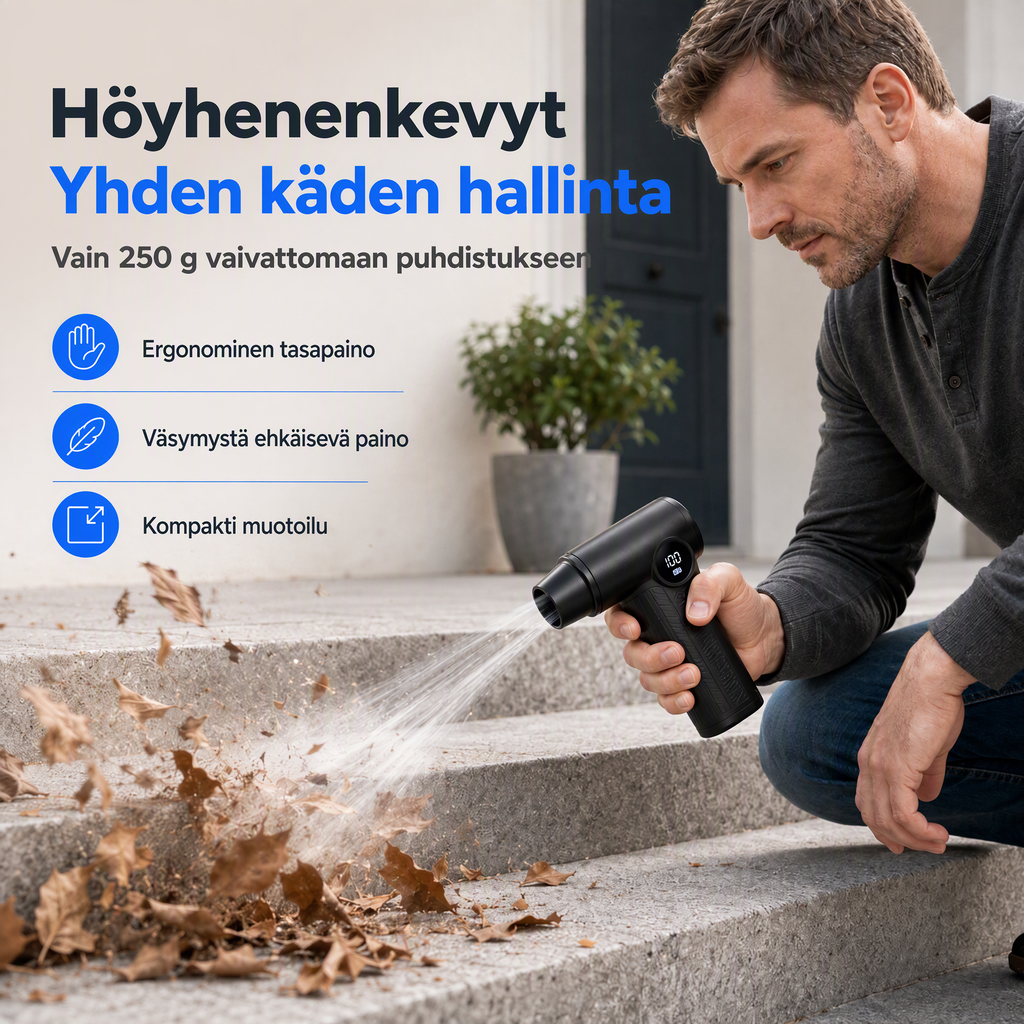💨 Langaton nopea turbo-puhallin ulkoalueiden siivoukseen