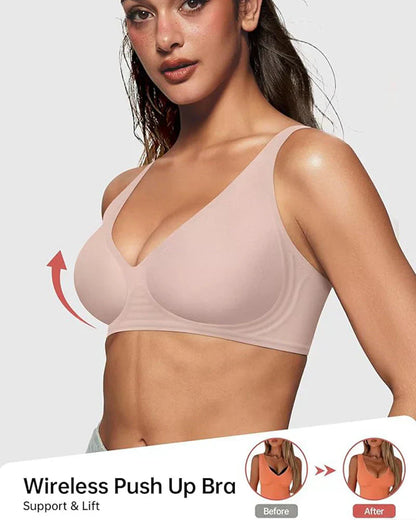 🍃 Kesäkuumaa alea -50% ⏰ Deep V -syväkaula push-up -rintaliivit ilman lankaa, saumaton hyytelörintaliivit