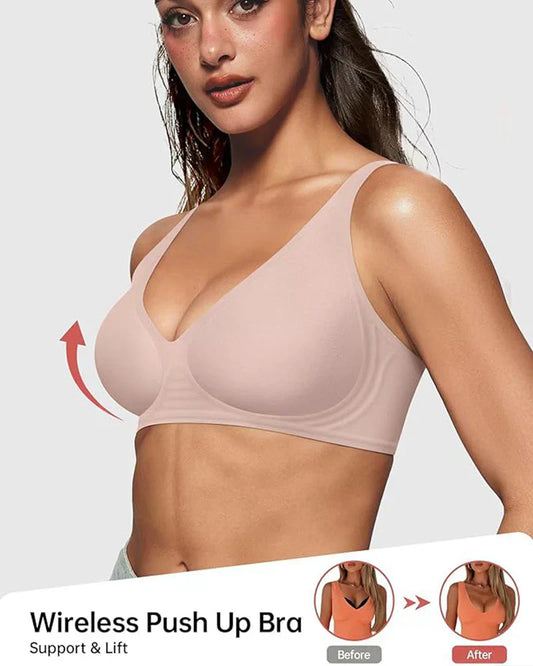 🍃 Kesäkuumaa alea -50% ⏰ Deep V -syväkaula push-up -rintaliivit ilman lankaa, saumaton hyytelörintaliivit