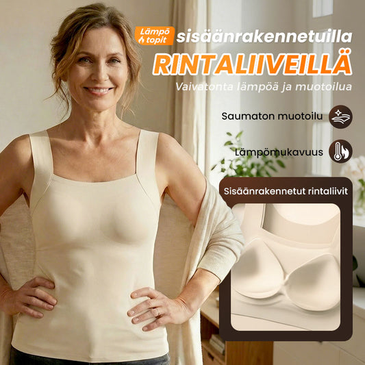 📢📢 50% alennus! Naisten U-kaulan lämpöpaita sisäänrakennetulla rintaliivillä – Lämmin, tukevan mukava ja rintaliivittömän rento ❄️❤️