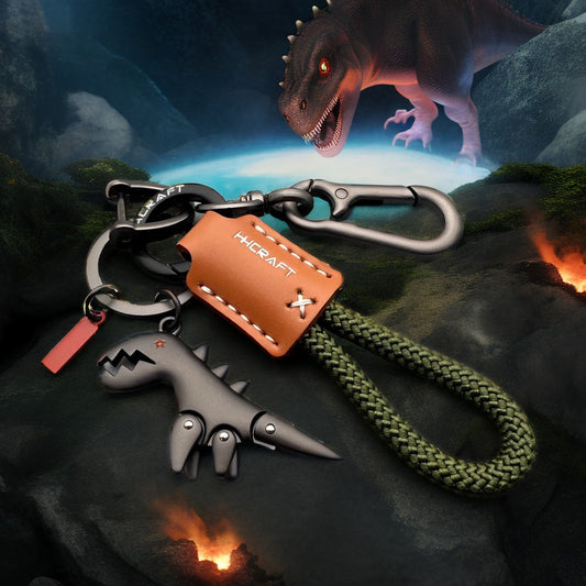 Alumiiniseosdinosaurus riipus + käsinkudottu rannekoru - 🔥Toinen tuote -50%!