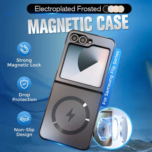 🔥Samsung Flip -sarjan sähköpinnoitettu huurteinen magneettinen suojakotelo