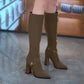 🔥Teräväkärkinen kärki Chunky Heel Knee High Boots
