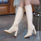 🔥Teräväkärkinen kärki Chunky Heel Knee High Boots