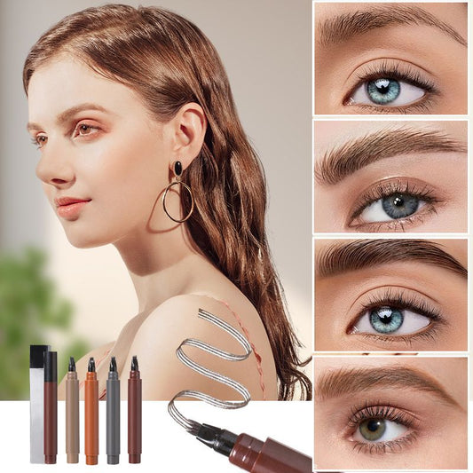 💄✨ Vesitiivis 4-in-1 Parta- & Kulmakarva-kynä – Pitkäkestoinen & Tahraton