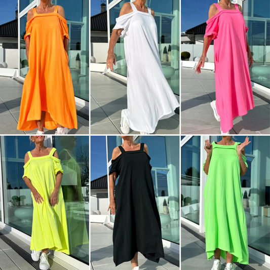 🏖️ Kesän erikoistarjoukset 💃 Naisten cold shoulder -pitkät kesämekot
