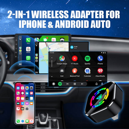 2-in-1 Langaton Sovitin iPhonelle ja Android Autolle