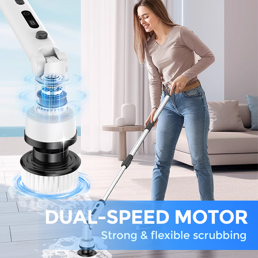 🎁🔥Viimeisen päivän alennus 50 % POIS🔥 🧽 Sähköinen pyörivä pesunainen – Langaton tehopesuri, jossa on 9 vaihdettavaa harjapäätä & säädettävä varsi