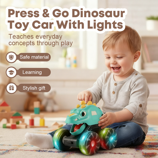 🦖🚙Paina ja mene -dinosauruksen leluauto valoilla🎁