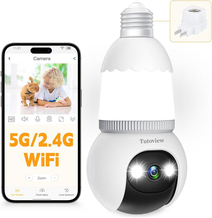 🔥 Täysin uusi päivitys ✨ 4MP lamppukameraturvakamera – 5G ja 2,4 GHz langaton ulko- ja sisäkamera yökuvauksella