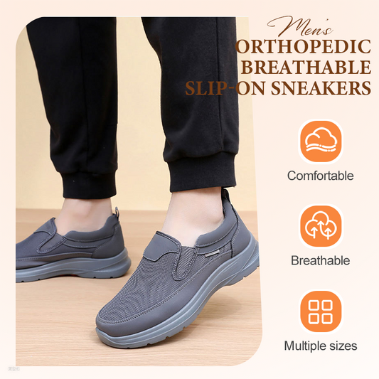 👟 NYT 40% ALESTA! ✨ Miesten Ortopediset Hengittävät Slip-On Lenkkarit - Jousituksella ja Muistivaahtoisilla Pohjalliset Koko Päivän Mukavuuteen 🏃‍♂️💨