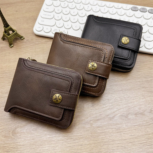 👝 NYT 50% ALE! 🎁 Vintage-vetoketjukukkaro miehille – Aito nahka & RFID-suojaus, tyylikäs ja turvallinen arkinen mukana-kannettava ✨