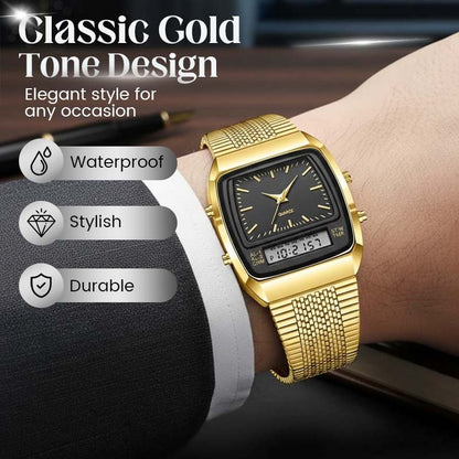 ⌚ RAJOITETUN AJAN -50%! 💥 Retrotyylinen neliökellotaulun monitoimikello – kaksoisnäyttö, sinkkiseos, ruostumaton teräs ✨