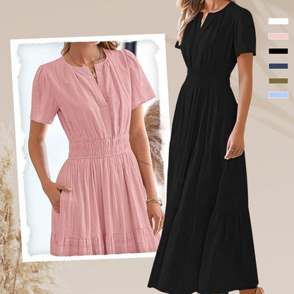 💕KUUMA ALE -50%💕Naisten boho-tyylikäs smokkirypytetty maksimekko