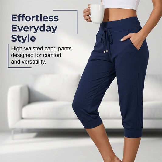 💎 -50% ALENNUS! 💎 Kiristysnyörillä varustetut crop-verryttelyhousut – Pehmeää polyesteriä, capripituus ja sivutaskut (6 väriä, koot S–3XL) 👖🌸