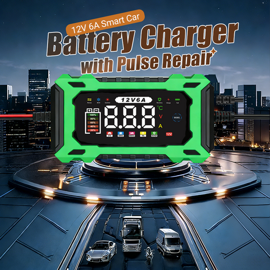 ⏰🔥RAJOITETUN AJAN -50%! ⚡ 12V 6A Älykäs auton akkulaturi pulssikorjauksella – Nopea, turvallinen ja pidentää akun käyttöikää 🚗🔋✨