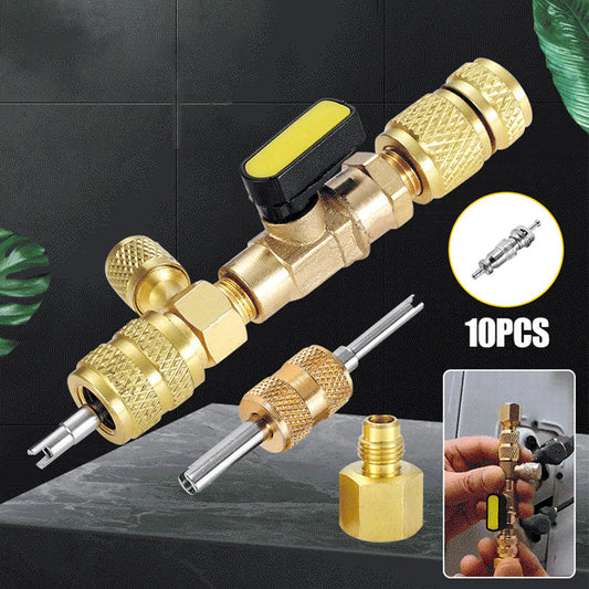 ❄️ -50% ALENNUS NYT! 🔩 AC-venttiilin sydämen poistotyökalu – Kaksois SAE -liitännät, täysi messinkirakenne, sisältää 10 lisäsydäntä 🔧