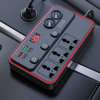 🚗 Monitoiminen autolaturi AC-pistorasioilla ja USB-liitännöillä 🔌