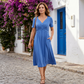 👗💙 50% ALENNUS TÄNÄÄN! ✨ Naisten V-pääntie lyhythihainen pitkä mekko 🌸 Tyylikäs väljä istuvuus, mukava kangas ja vaivaton arkitrendi