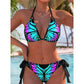 Värikäs perhoskuvioinen halterneck-bikinisett