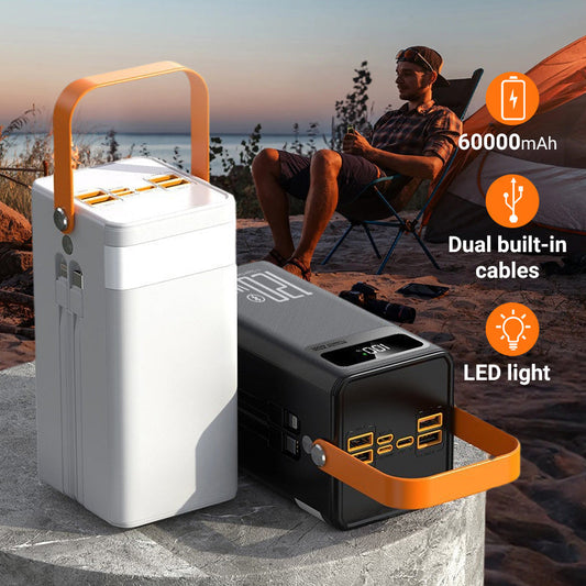 🔋 60000 mAh suurikapasiteettinen varavirtalähde LED-valolla