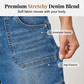 Naisten keski vyötärön Bermuda-denimshortsit taskuilla