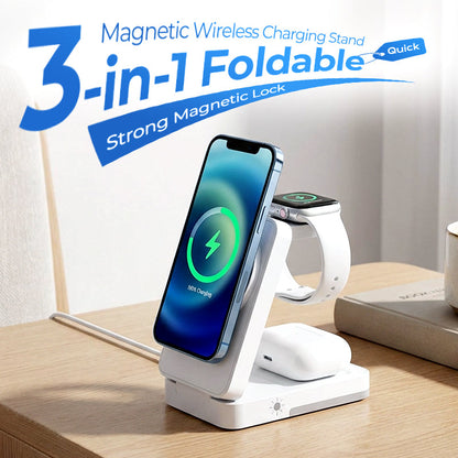 🔋 3-in-1 taittuva magneettinen latausteline arjen laitteille