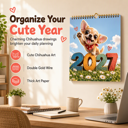 🐕 50 % ALENNUS! 🗓️ Chihuahua-12-kuukausikalenteri – söpö ja koristeellinen ✨