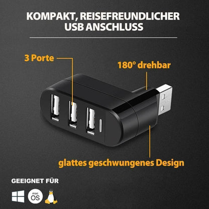 Käytännölliset Lahjat - Monikäyttöinen Mini Käännettävä 3-Porttinen Usb-Liitin